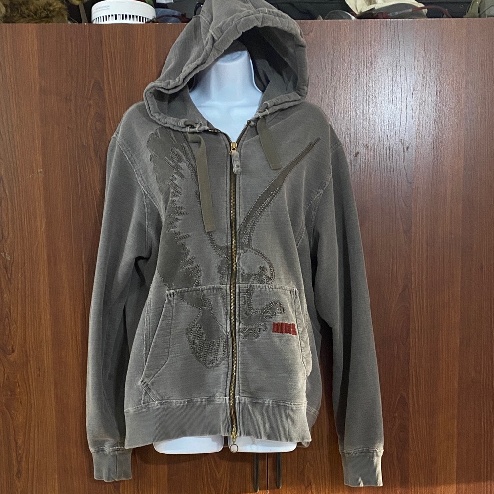 Nike mens Air. The Only Way To Fly Gray Hoodie Hooded Zip-Up Sweatshirt